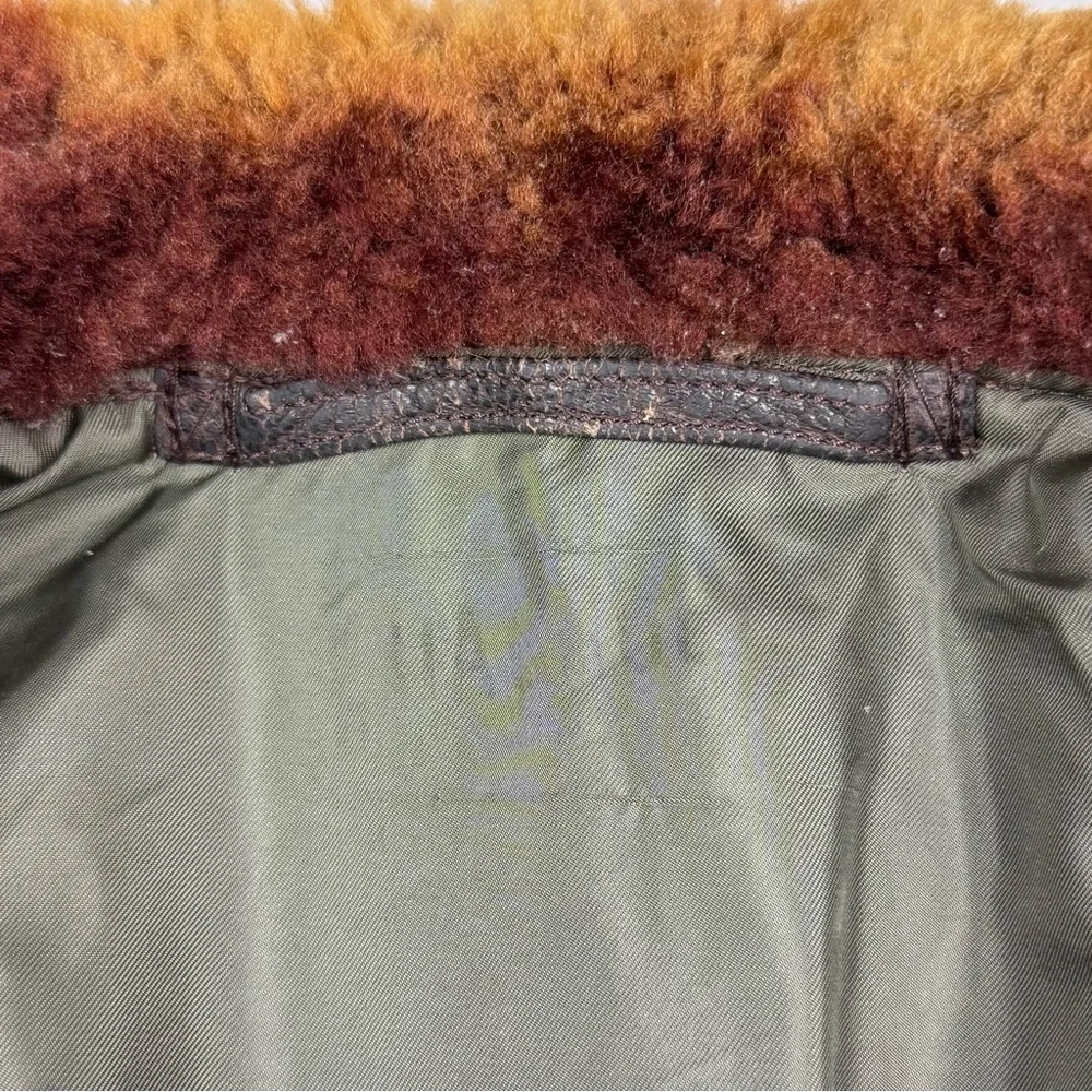 Vtg Vietnam War US Navy Leather G-1 Bomber Jacket Sz 38 Shearling Collar 50s 60s - Picture 7 of 16